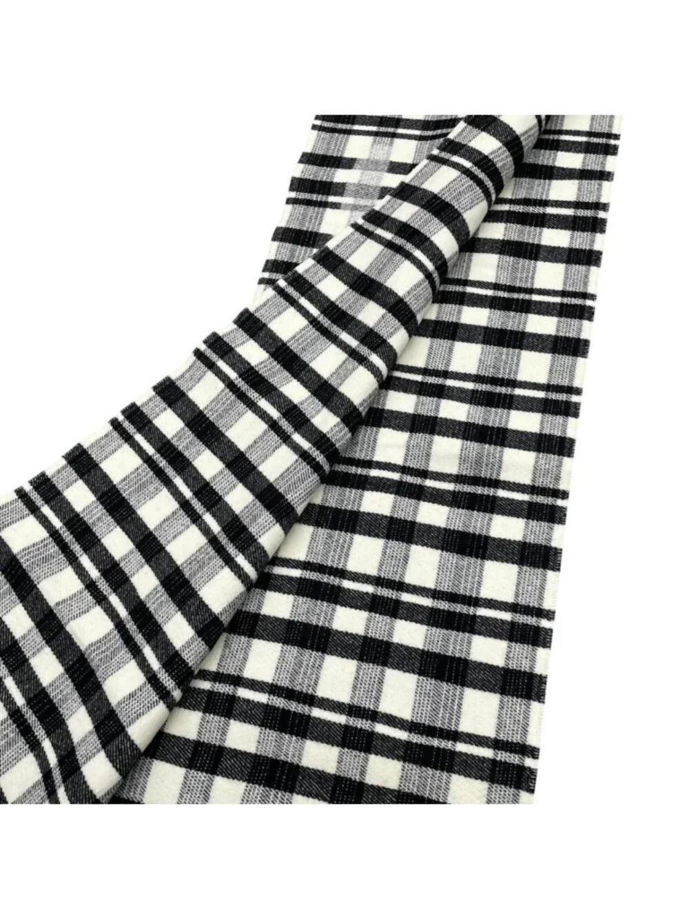 Balenciaga Scarf Tartan Check Logo Wool Black White